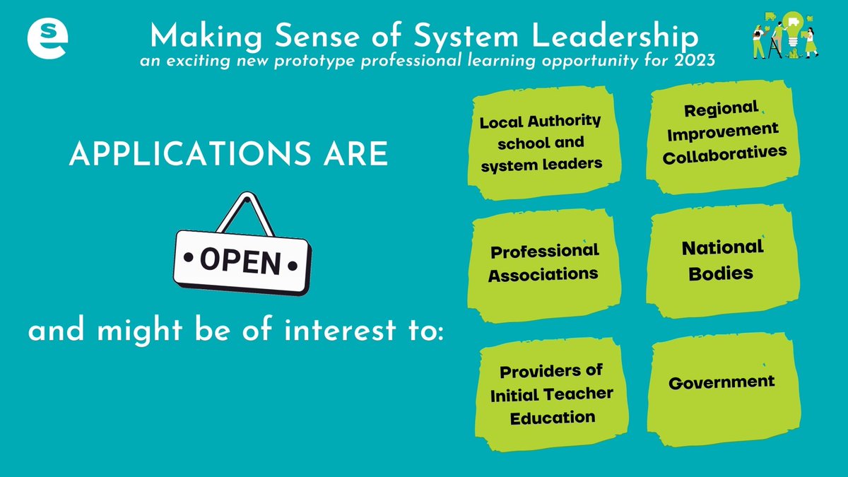 We welcome applications from leaders across a wide range of education partners for our new Making Sense of System leadership prototype #PLL programme. More information on this exciting pilot and how to apply before 6 January 2023 can be found here: bit.ly/3hgo6Ze