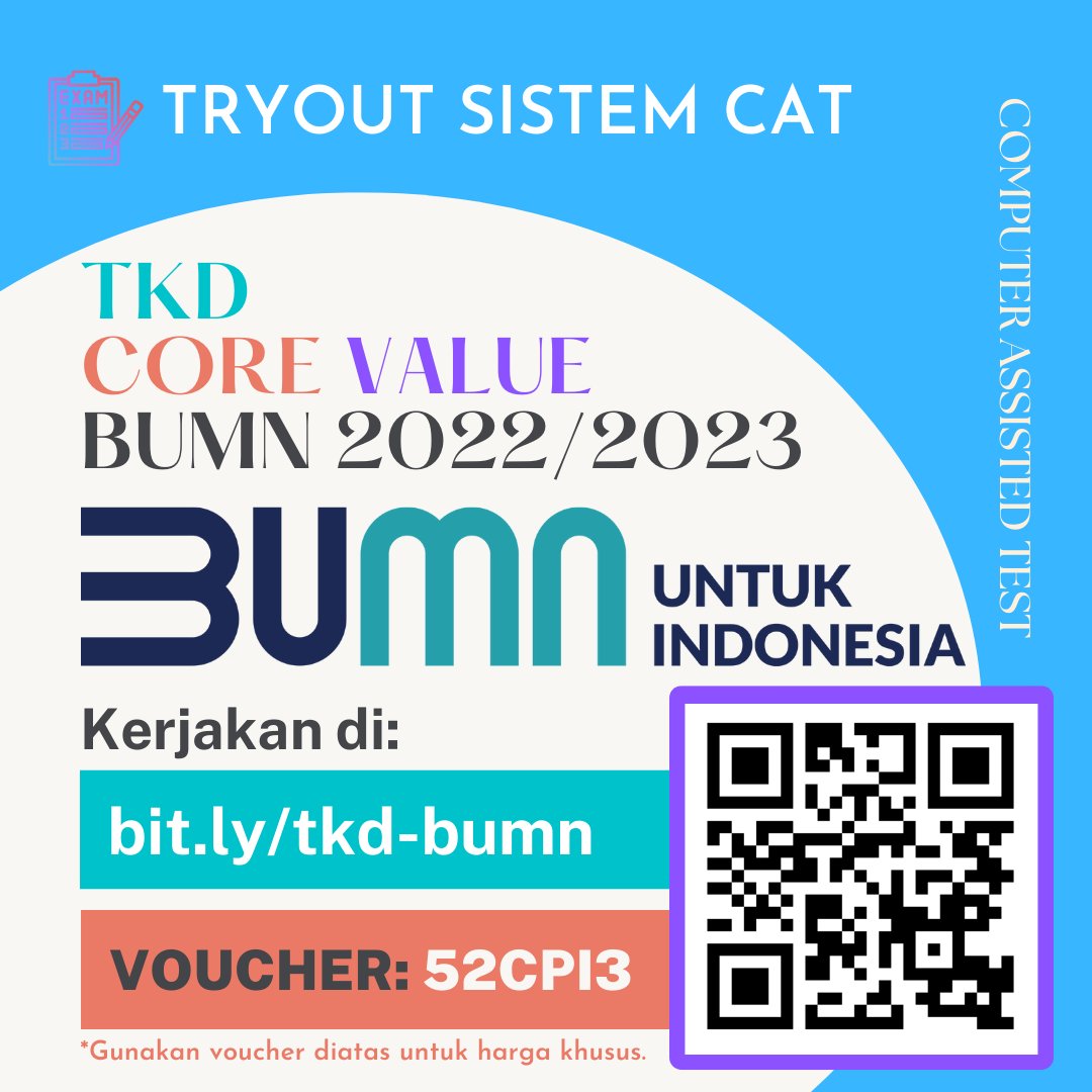 immermanalu's tweet photo. Materi dan TRYOUT TKD & CORE VALUE BUMN 2022/2023 TERUPDATE dan Terlengkap.
Daftar gratis di https://t.co/E55FmofG1I
.
.
Kode Promo/Referral: 52CPI3
#lolosbumn
#bumn
#tkd
#corevalue
#tesbumn
#rekrutmenbumn
#seleksibumn
#bumn2023
#loker
#cpns
#pegawaibumn
#tkdbumn https://t.co/fDykuDCRgC
