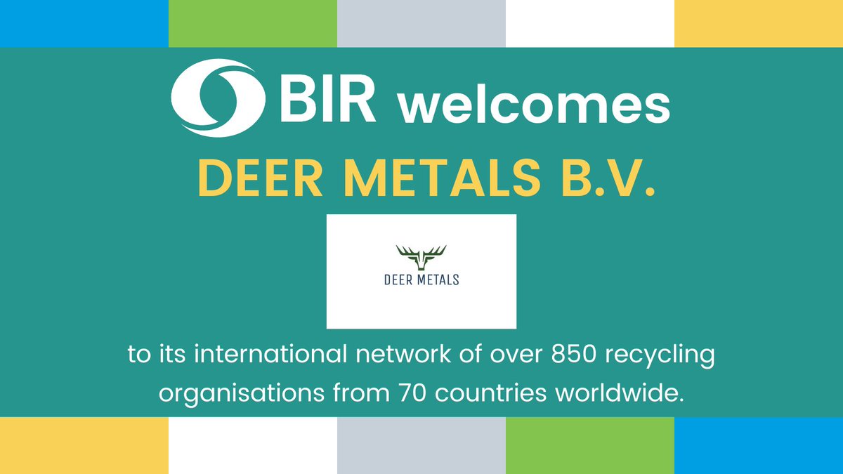 BIRworld's tweet photo. 🌏 A warm welcome to our newest member⚡DEER METALS B.V.⚡👉https://t.co/5BMH9DYcRy
📍 Not a #BIRMember yet? Join the only #global #recycling #federation today!
👉 https://t.co/5juldREd3m
and access #BIR #membershipdirectory, a powerful #networkingtool👉https://t.co/Q7q4OfdaOm https://t.co/cgBTelvBgX