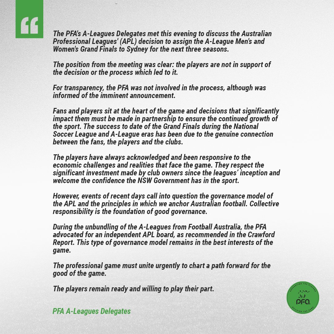 thepfa's tweet image. PFA Statement