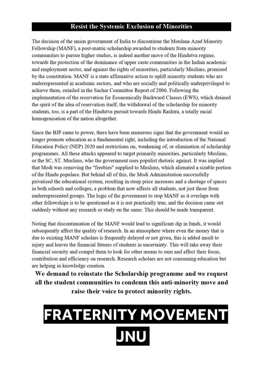 Fraternity Movement JNU tweet media