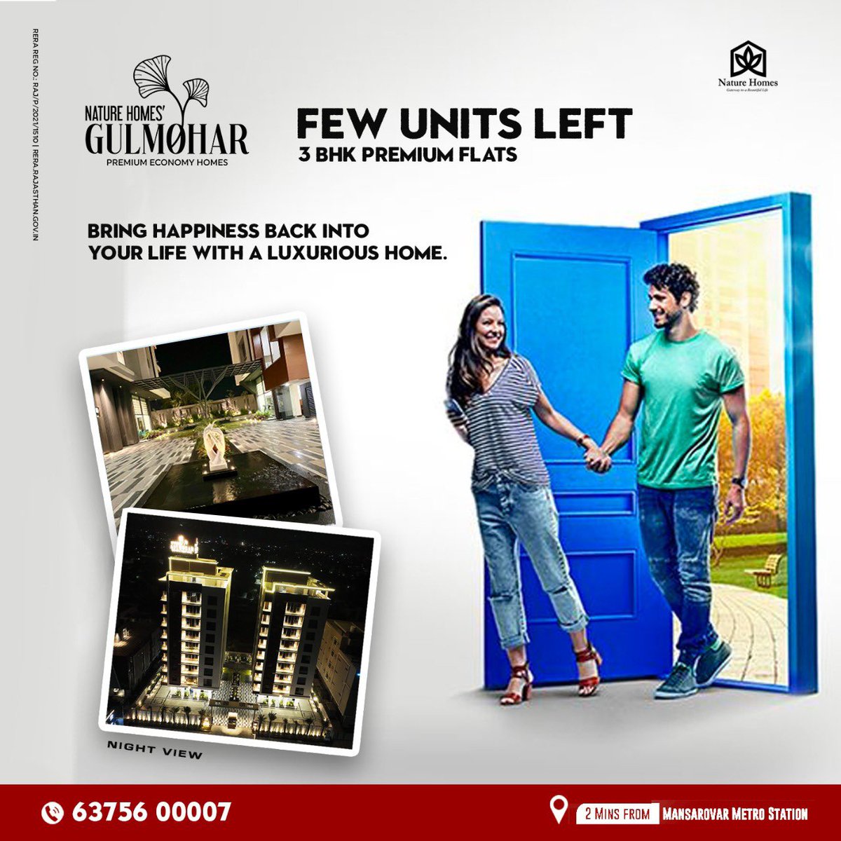 naturehomespace's tweet photo. Push the limits of your expectations with Nature Homes.

|| Nature Homes || • 3BHK flats starting from ₹88 Lacs (Inclusive of Maintenance, Car Parking, GST, Club House Charges)

Call us at : 6375600007
Website : https://t.co/73510RL5U3

📍 Address : Mansarovar, Jaipur https://t.co/VJI22fT5hf