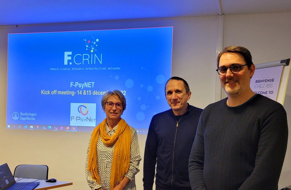 PsyNET_FCRIN's tweet image. C&apos;est parti pour le #KickOffmeeting du réseau @PsyNET_FCRIN !
Nous sommes heureux de tous vous retrouver pour cette réunion de lancement et discuter de la construction du réseau #FCRIN sur les troubles psychotiques.
Merci à @BoehringerFR et @FCRIN_network !

Stay tuned !!