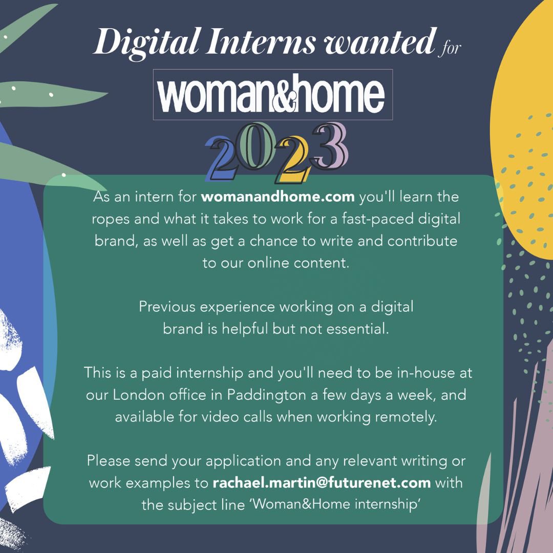 Rachael Kimi Martin (@rachaelkmartin) on Twitter photo Weâre now accepting applications for internships at <a href="/womanandhome/">woman&home</a> in 2023! Come and learn the ropes from our digital team and gain valuable experience while being paid. #internship #journojobs Weâre now accepting applications for internships at <a href="/womanandhome/">woman&home</a> in 2023! Come and learn the ropes from our digital team and gain valuable experience while being paid. #internship #journojobs