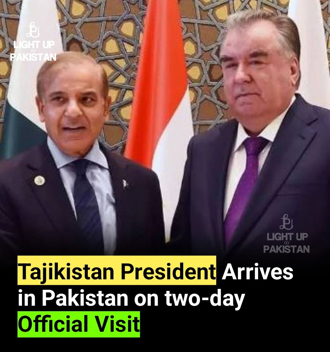 mindsetdotpk's tweet photo. Tajikistan president arrives in Pakistan on two-day official visit
#Tajikistan #LightUpPakistan #COAS #PakistanAResilientNation #WahajAli https://t.co/id1r3COVqi