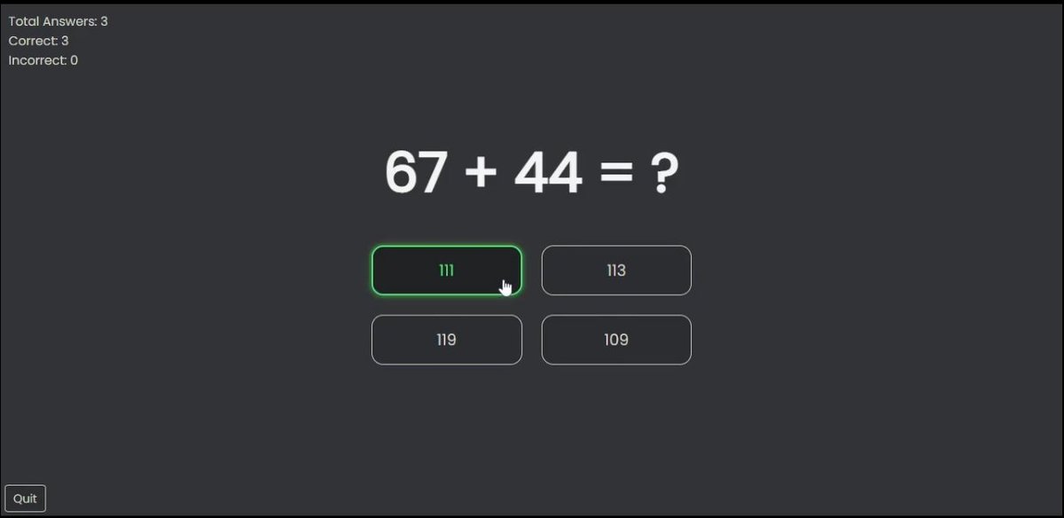 WiideZ's tweet image. Day 90 of #100DaysOfCode 
Added styling and fixed some bugs (duplicate answers, etc)

todo: timer/countdown, add more operations, settings, etc