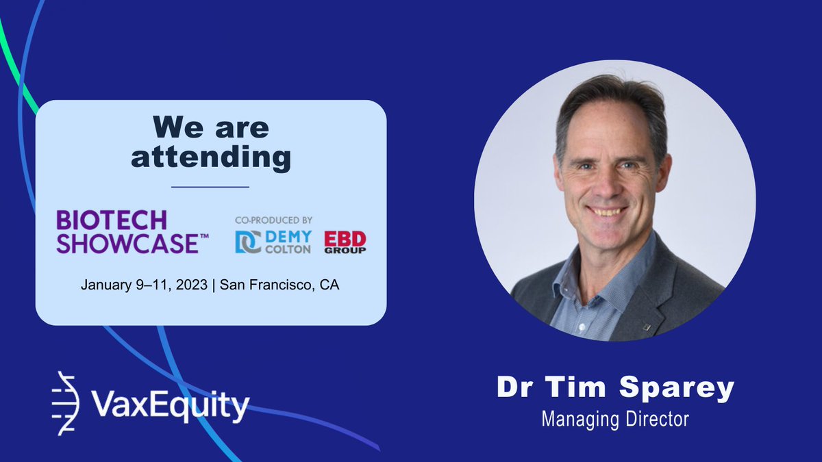 VaxEquity (@vaxequity) on Twitter photo Our Managing Director Tim Sparey will take our self-amplifying RNA platform (saRNA) on the road to join #BiotechShowcase, one of the biggest #biotech and #lifesciences investor and networking conferences.
Contact info@vaxequity.com to connect! Our Managing Director Tim Sparey will take our self-amplifying RNA platform (saRNA) on the road to join #BiotechShowcase, one of the biggest #biotech and #lifesciences investor and networking conferences.
Contact info@vaxequity.com to connect!