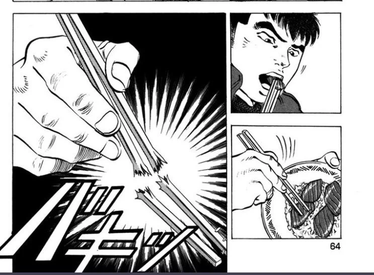 大食い漫画で割り箸が折れた！マイ割り箸を取り出すシーンで盛り上がる！！
