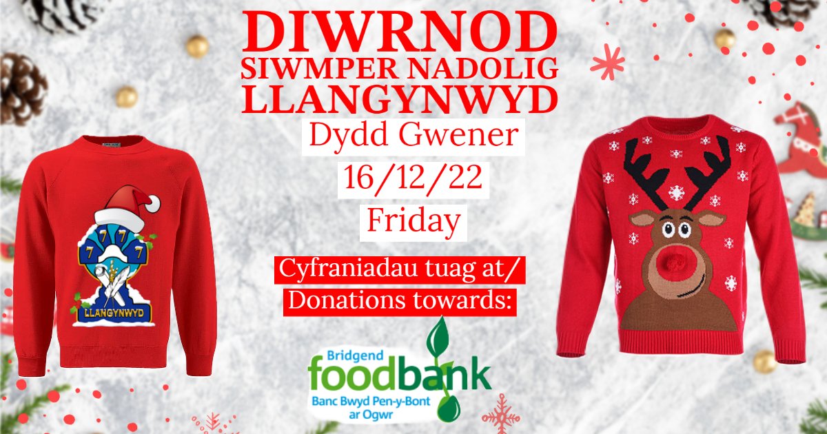 yggllangynwyd's tweet image. 🎅🤶Dydd Gwner 16/12/22 Friday 🎅🤶

Diwrnod Simpwer Nadolig- rydym yn gofyn i ddysgwyr i ddod â nwyddau mewn i gyfrannu i @BEndFoodBank 

🎄🎄🎄🎄🎄🎄🎄🎄🎄🎄🎄🎄🎄🎄🎄🎄

Christmas jumper day- we are asking learners to donate products for @BEndFoodBank 

#TîmLlan