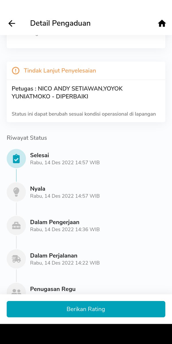 ulfa_ch's tweet photo. @pln_123 @plnmalang lapor listrik padam, petugas blm datang tapi status pelaporan gangguan sudah di close aja. Mohon bantuannya https://t.co/7lLZHq9yF4