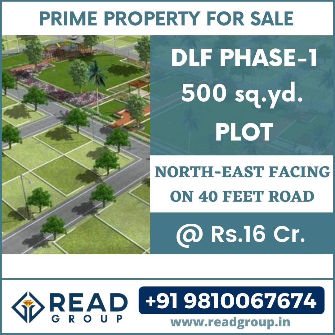 readproperties1's tweet photo. ☑️ For More Info: CALL/WHATSAPP: +91 9810067674
☑️ PRIME PROPERTY FOR SALE
☑️ 500 sq.yd. PLOT at DLF Phase-1
☑️ North-East Facing
☑️ on 40 Feet Road
☑️ @ Rs.16 Cr. 
.
.
.
#property #properties #gurgaon #realestate 
#luxury #project #realestateagent #plots #plot #farmland
#farm https://t.co/MsWFScJ5h4
