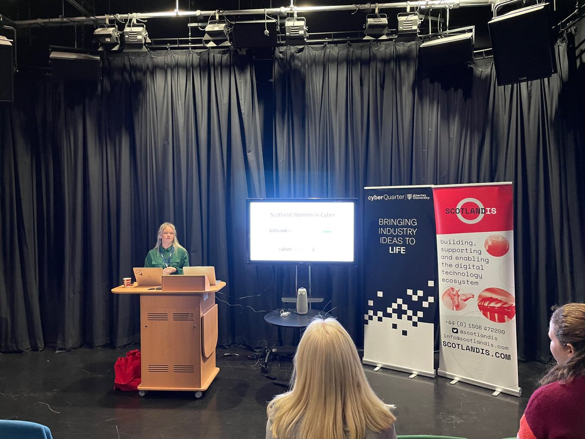 Our Scotland Women in Cyber event is happening this morning at <a href="/AbertayCQ/">Abertay cyberQuarter</a>!

Head of Operations &amp; Skills @nicolat_ePS gave a welcome note, followed by <a href="/torano_cheryl/">Cheryl Torano</a> 

#ScotWiC #AllTheCyberLadies