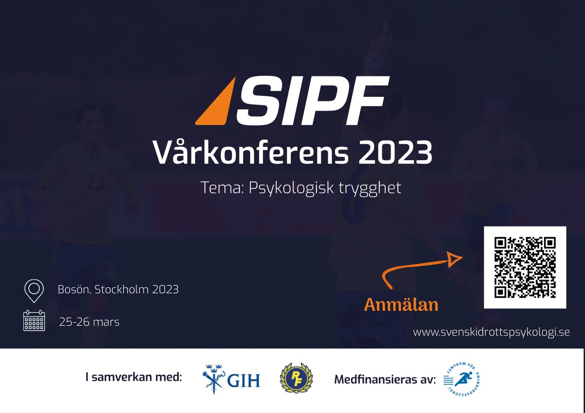 Du kommer väl ihåg att anmäla dig till 2023 års viktigaste event inom svensk idrottspsykologi? svenskidrottspsykologi.se/etn/varkonfere… 
#svenskahandbollsförbundet #svenskinnebandy #swehockeyse #issegling #swejudo #svenskakanotförbundet #kanotforbundet #swekarate #karatesweden #bergsport