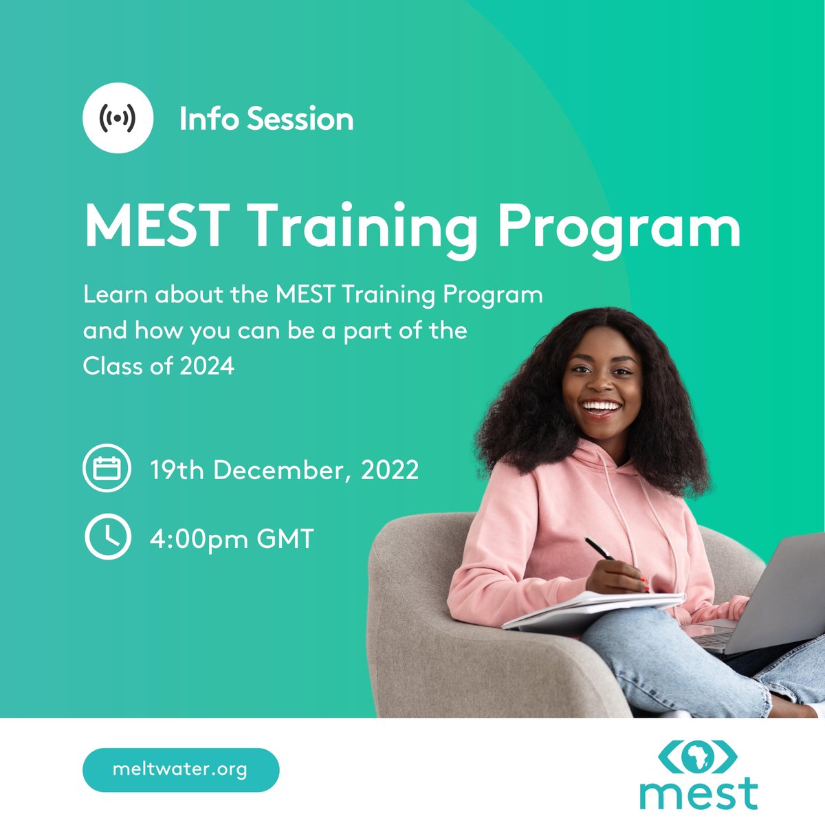 MESTAfrica's tweet image. Let&apos;s talk about how you can be a part of the MEST Training Program, Class of 2024! 
Also interact with our current EITs and alumni during our upcoming info session on 19th December at 4pm GMT. 
 
Register here: bit.ly/MEST_TPInfoSes… 

#TechAndBeyond #MESTClassOf2024