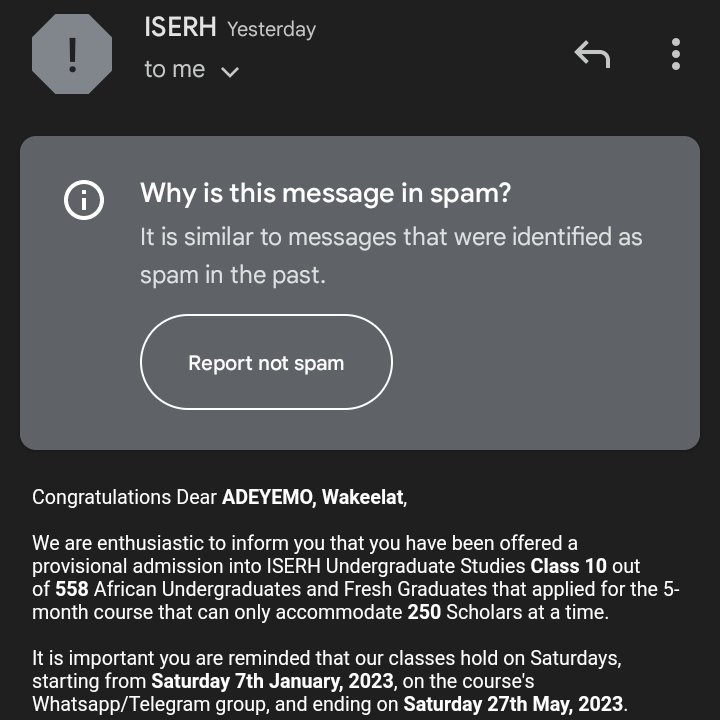 adymoray's tweet image. I'm glad to have been admitted for ISERH Undergraduate Studies Class 10 #iusclass10 of @iserhnigeria where I shall be trained for 5 months on Leadership, Entrepreneurship, Media Literacy, etc, alongside other African undergraduates/graduates at no Cost. Follow me as I give update