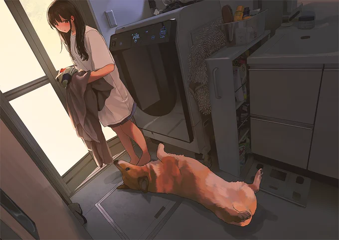 お風呂掃除とかまってワンコ 