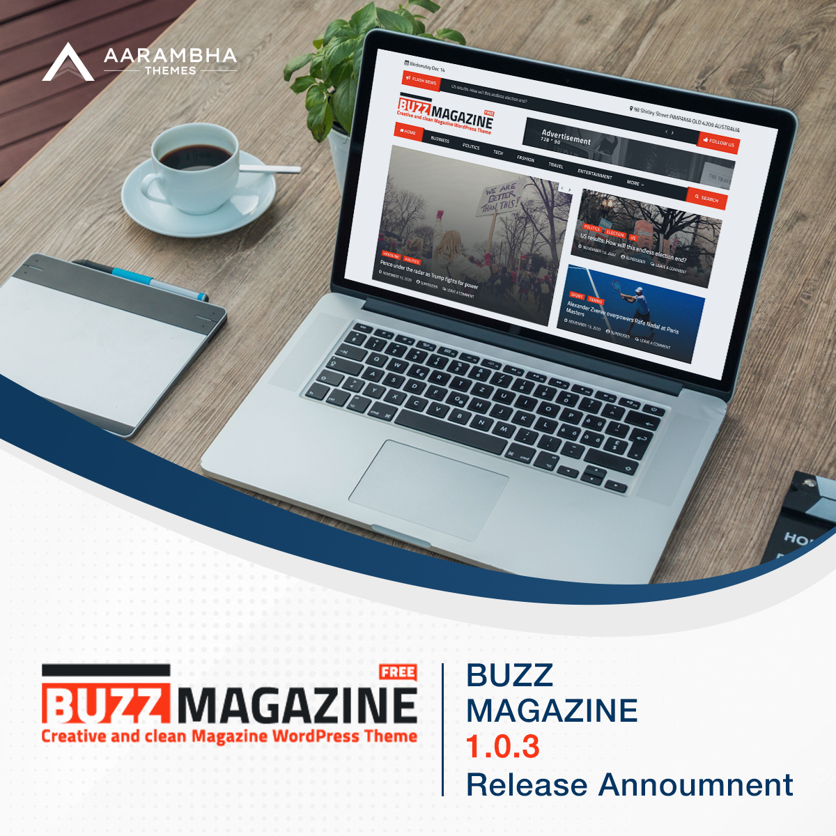 aarambhathemes's tweet image. We're glad to announce that one of our popular #MagazineThemes Buzz Magazine is available in a new version with the current compatibility tests &amp;amp; support. Use the theme flawlessly with Google fonts locally loading feature. #BuzzMagazine 1.0.3 is now yours to work along!#WordPress