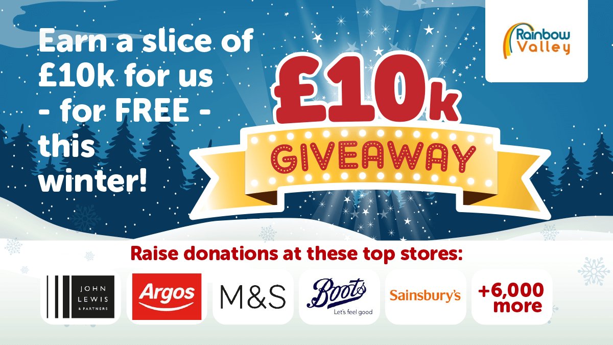 Help us earn a slice of £10,000 from <a href="/giveasyoulive/">Give as you Live 💙❤️💚</a> this winter!

Sign up to support us and complete 3 shops by the end of the year, and they'll donate £10 to us - PLUS 100% of whatever you earn by shopping!

Find out more and sign up > giveasyoulive.com/join/rainbowva…