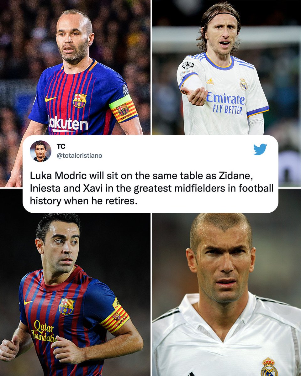 ESPNFC's tweet photo. Where does Modric rank in your greatest midfielders of all time? 🤔 https://t.co/3pQUtoves3