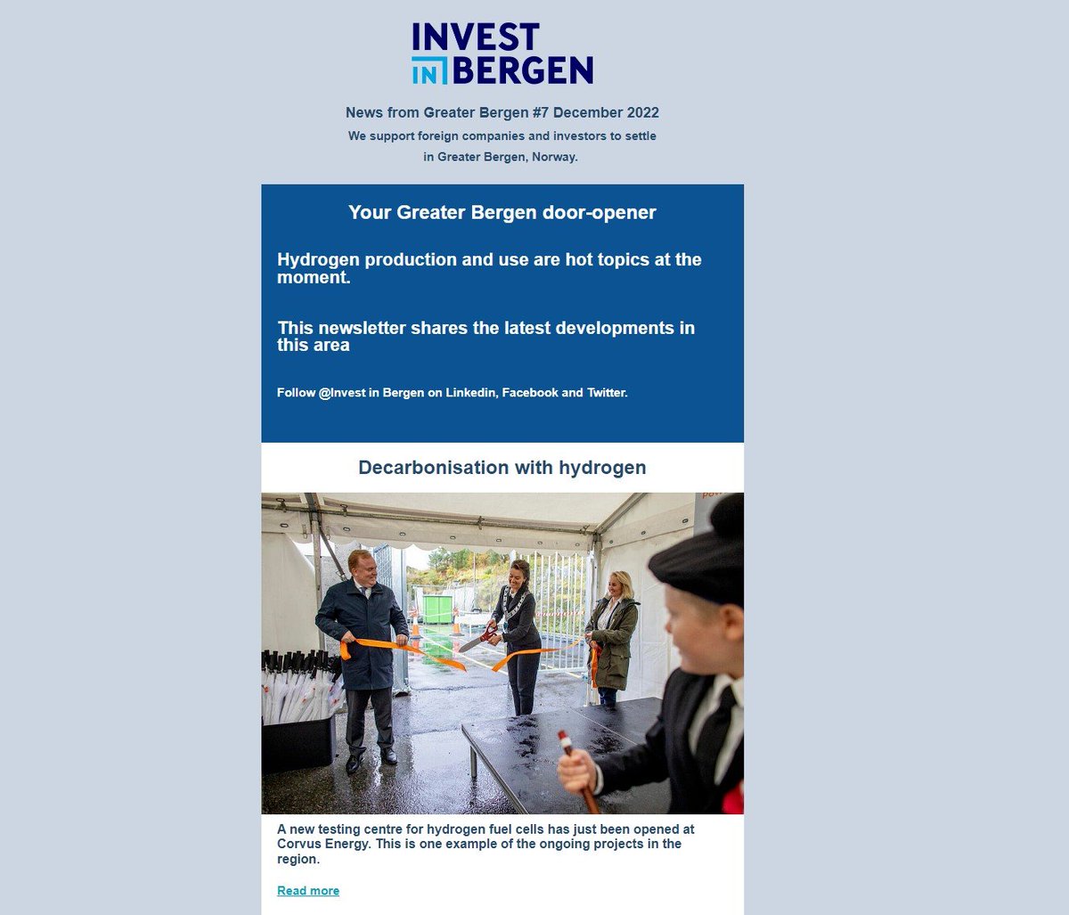In this month's edition.🎉📰

📍#GreaterBergen is taking great strides in emerging hydrogen economy
📍<a href="/NORCEresearch/">NORCE</a> unveiled its new centre
📍Hungarian startup 3S Life visited #GreaterBergen and were impressed

Sign up today👇

hubs.la/Q01vJDDp0