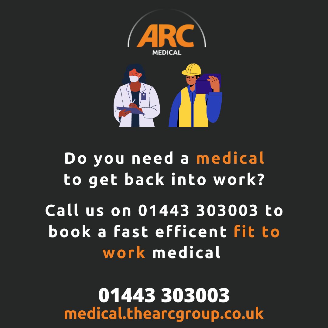 👷‍♂️If you need a fit to work medical to continue or get back to work, give us a call. 🚑
01443 303003