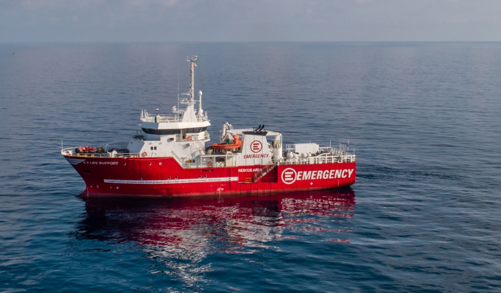 emergency_ngo's tweet photo. Life Support, EMERGENCY’s search and rescue ship, has set sail for its first mission in the #CentralMediterranean, one of the world’s most dangerous migration routes. #LifeSupportSAR. (1/5) https://t.co/yw6085zDKa
