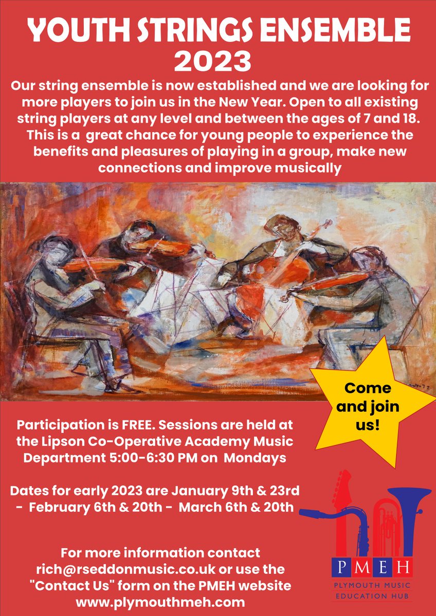 Details of our Youth String Ensemble sessions for the New Year. Always looking for new members!
