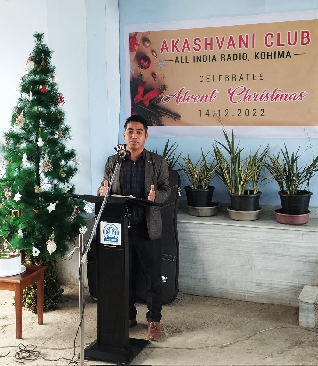 airkohima2's tweet photo. Akashvani Club, AIR #Kohima organized Advent Christmas today. Mr. Rukuolhoulie Solo, Pastor of Flames of Fire Baptist Church, New Market was the speaker for the program. 

@AkashvaniAIR 
@ADGPNER 
@dipr_nagaland 
@airnews_kohima https://t.co/djmCwqgJ1O