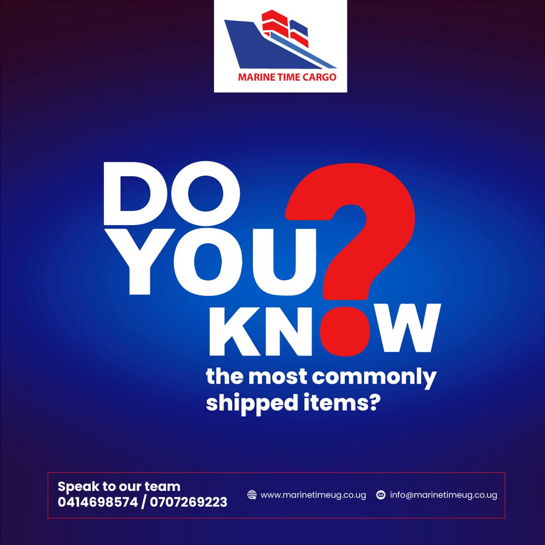 Food, clothing, furniture, and electronics are the most commonly shipped items world wide. 
#Marinetimecargo #DidYouKnow