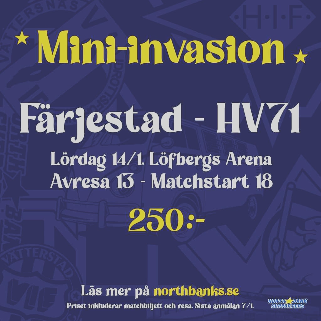 Glöm inte anmäla er till Färjestad borta. Även Malmö 28/12 och Rögle 7/1 ligger uppe i cardskipper #HV71