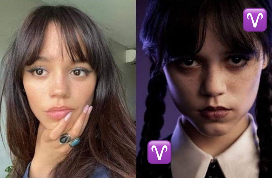 Sabías que... para interpretar a Miércoles, un personaje sombrío, sin corazón, sin esperanzas y nulas ganas de vivir, la actriz Jenna Ortega tuvo que convivir con el carácter impulsivo y peligroso de un Aries ♈️