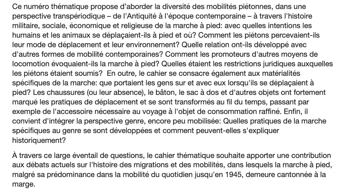 GiddeyThibaud's tweet photo. Appel à contributions de la revue Traverse @revuetraverse sur le thème "A pied" pour explorer la diversité des mobilités piétonnes, de l'Antiquité à l'époque contemporaine. Deadline: 15.05
https://t.co/9nSLZAByF2
Un numéro édité par @queebees, @realmarinoferri et Tiphaine Robert https://t.co/b9CbIyvcGg
