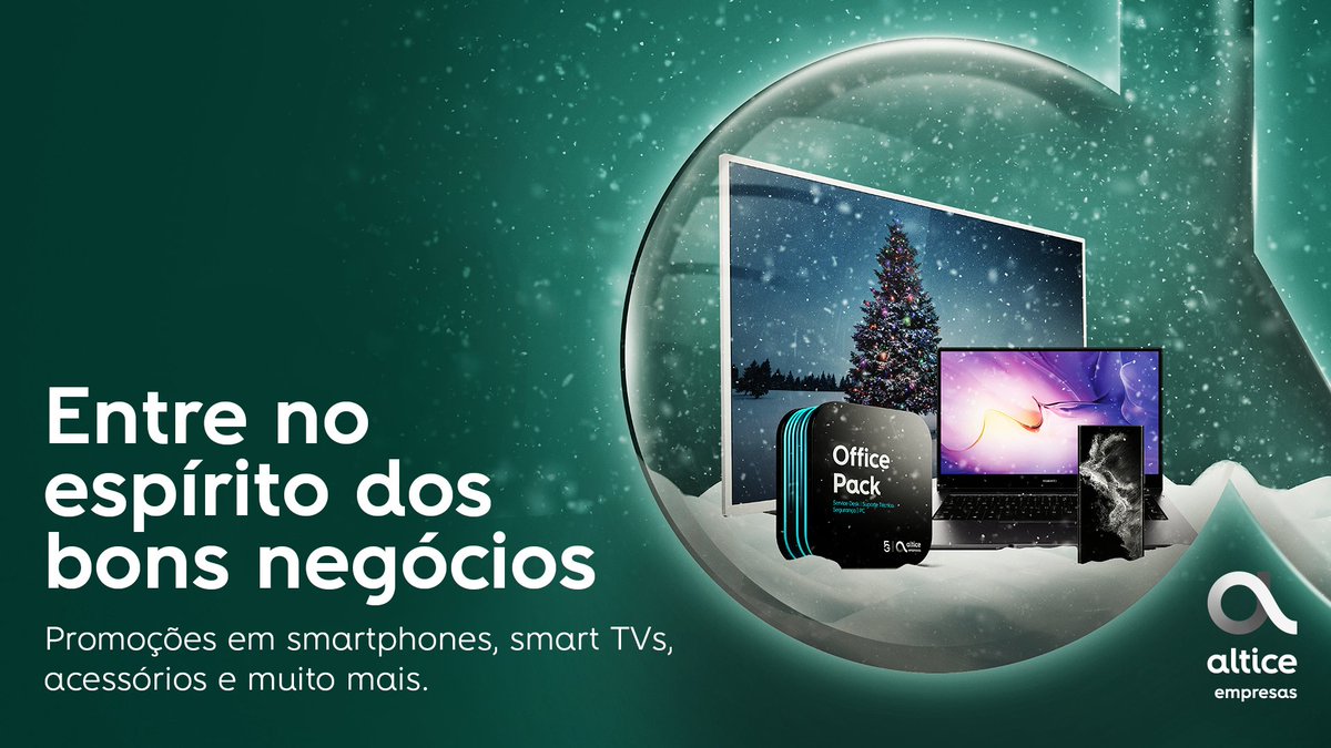 Entre no espírito dos bons negócios. conheça as promoções que a Altice Empresas tem para si. Este mês de dezembro pode encontrar smartphones, smart TVs, acessórios e muito mais. 
Saiba mais em.altice.pt/Bons_Negocios_…