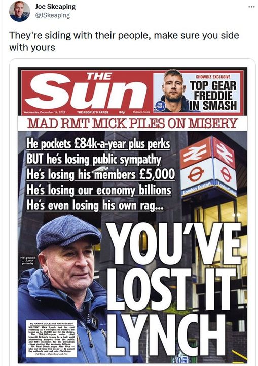 The Sun Express and Mail versus the workers, boycott these papers, hide them when on sale in supermarkets and newsagents , advertisers: your products should be boycotted too.