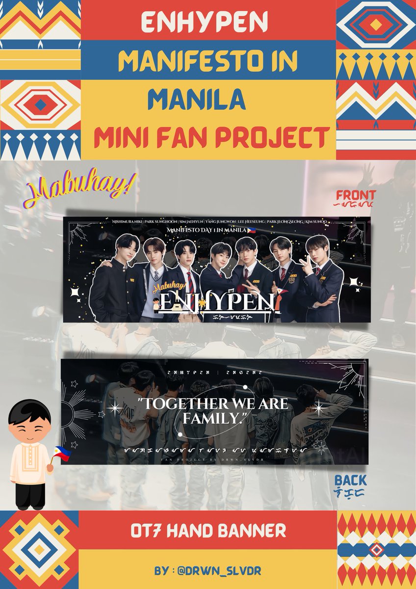 drwn_slvdr's tweet photo. ENHYPEN MANIFESTO IN MANILA
Mini Fan Project for OT7

Shoutout Filo-Engenes!!
I will be giving away FREE OT7 Hand Banners on February 4, 2023. 

To Claim 
RT,LIKE and Follow (Optional)
Kita-kita tayo mga kaibigan! 

NOTE: Limited Quantity Only
#MANIFESTO_IN_MANILA #ENHYPEN https://t.co/nSFwaGxcup