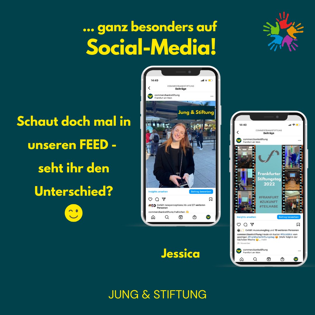 Mach die Welt #bunter 😍
#Kreativität ist uns auch auf Social-Media wichtig. Schaut mal unseren Feed genauer an: die individuelle Kreativität unserer letzten 3 Praktikantinnen: Anastasia, Anne und Jessica, fließt in die von ihnen kreierten Posts ein. Seht ihr den Unterschied? 💛