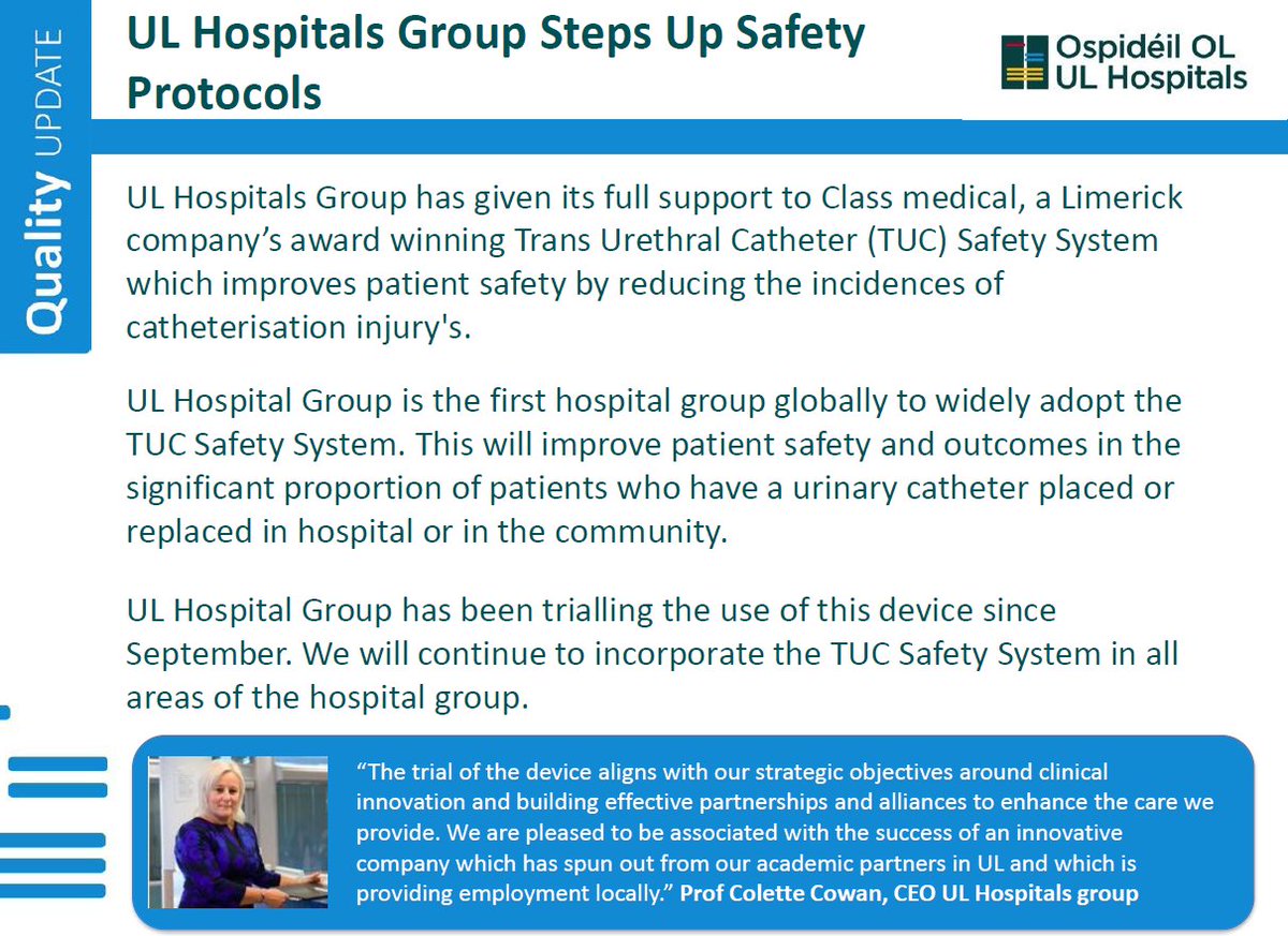 ClassMedicalLtd's tweet image. Great to see that @ULHospitals are committed to prioritising patient safety. We are delighted to have their support. #patientsafety #medicaldevices #innovation #urology #Nursing