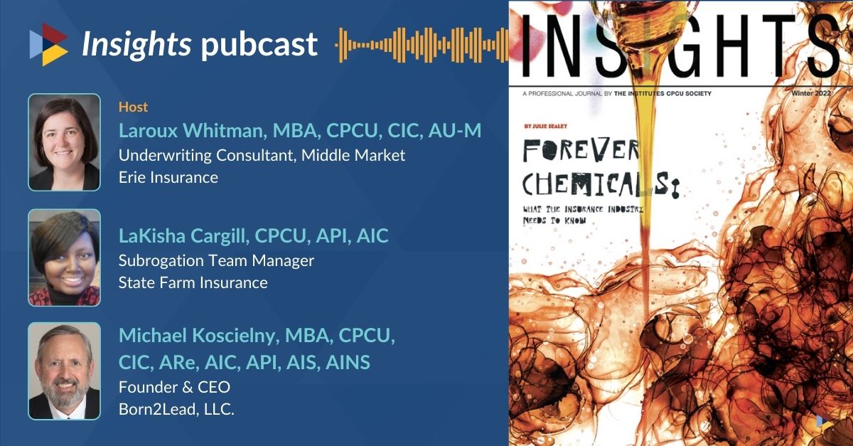 Check out the first ever CPCU Society Insights pubcast hosted by Laroux Whitman and featuring authors Lekisha and me. Here is the link.
lnkd.in/gjKUi8vA