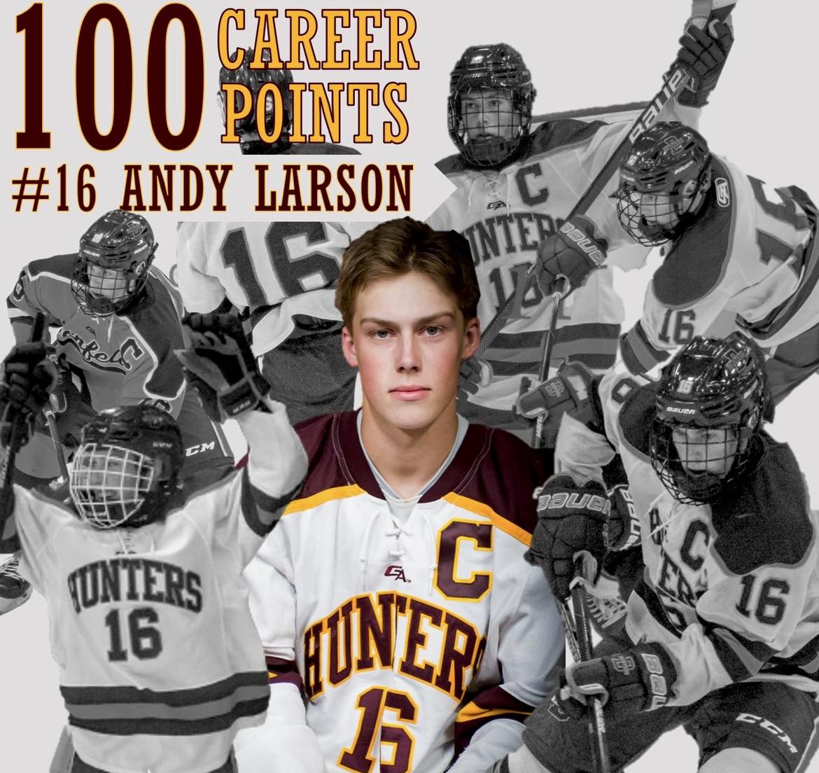 HowieHanson's tweet photo. Denfeld's Andy Larson scored four goals -- including three straight late in the third period to snap a 2-2 tie -- in Tuesday's 5-2 home win against Rock Ridge. The senior forward has amassed 45 goals and 55 assists in 50 career games. @Denfeld_Hockey @FollowThePuck https://t.co/xnBaNE0rRM