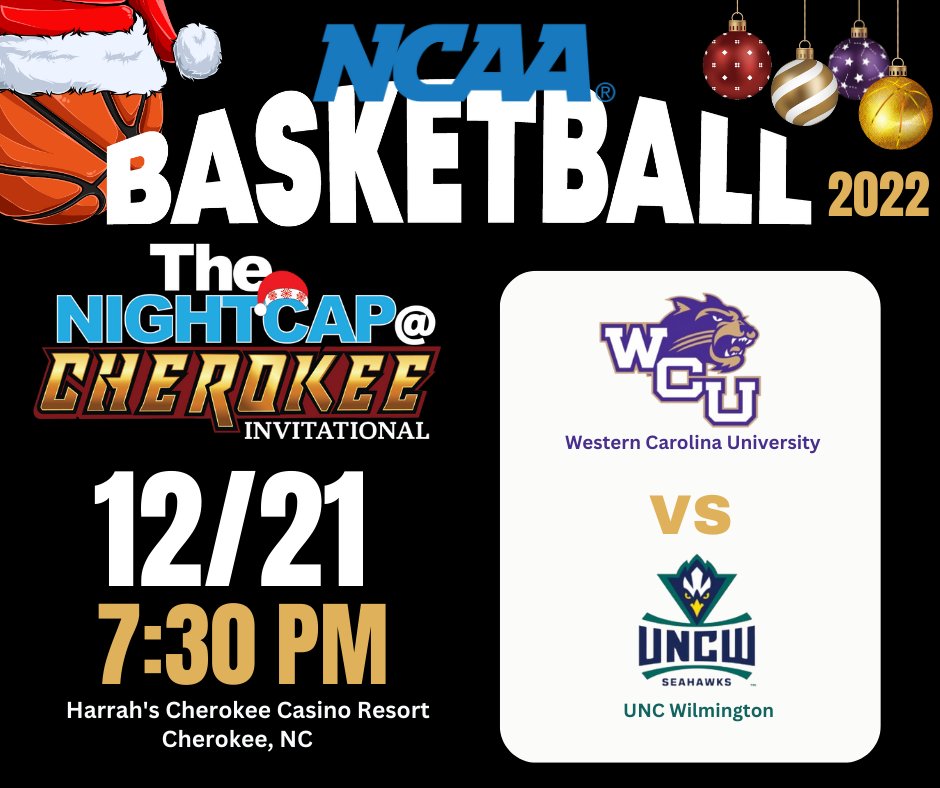 coachkent02's tweet photo. Two great games in @HarrahsCherokee Convention Center at the #CherokeeInvitational 

Night 1
@UNCWwomenshoops
 Vs
@CatamountWBB 

Night 2

@ETSU_WBB 
Vs
@Mount_WBB 

@InsiderExposure @ThePalmettoMoon @Publix @ebciphhs https://t.co/i5uIMnZa8A