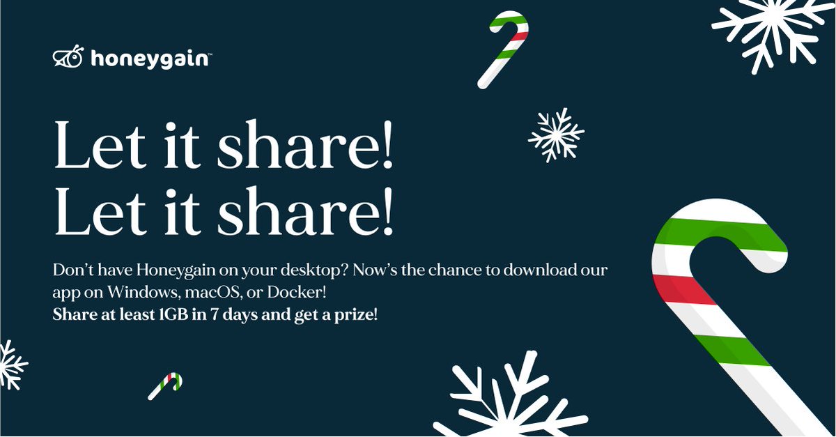 Honeygain_App's tweet photo. #Honeygain wants to celebrate #Christmas with you! 🎅 Join our contest, add a desktop device, share 1GB in 7 days and win FREE #Credits! 🏂 Our prize pool is 1,250,000 Honeygain credits, so participate today 😉 Check out our Santa’s List 👉 https://t.co/cm9QuiPLxW https://t.co/rGwDzXiuZq