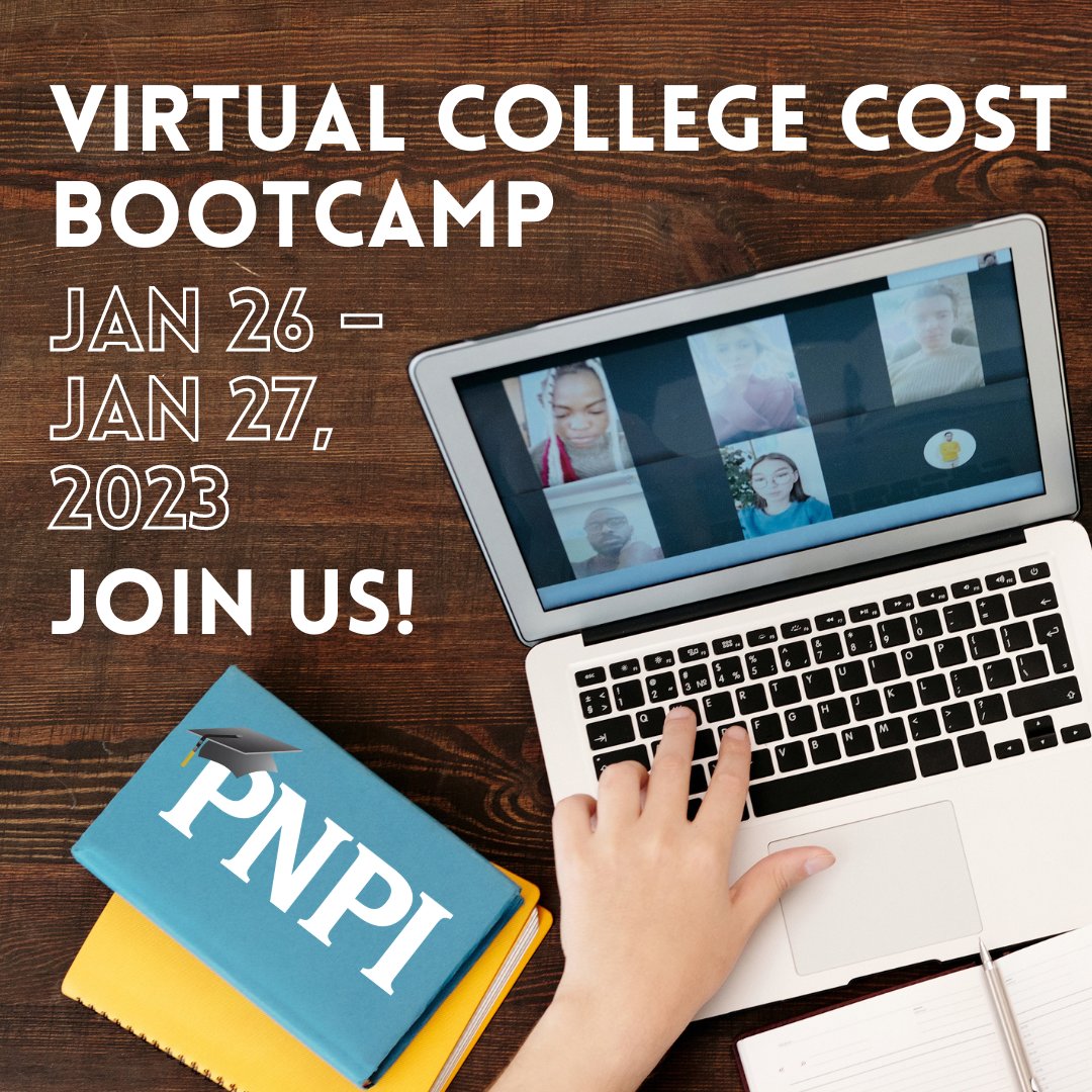 Join PNPI and our speakers in January for our Virtual College Cost Bootcamp! Register here ow.ly/N4EA50M3cfr

<a href="/jwrightkim/">Jeremy Wright-Kim, PhD</a> @higheredrachel <a href="/DelisaFalks/">Delisa Falks</a> <a href="/SophieSG17/">Sophie Nguyen</a> <a href="/lizclarkNACUBO/">Liz Clark</a> <a href="/LadermanSophia/">Sophia Laderman, Ph.D.</a>