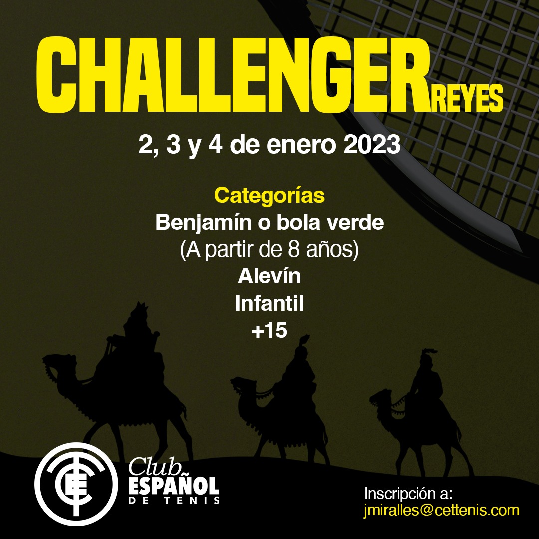 ctenisespanol's tweet photo. 🏆 Inscríbete al Challenger Reyes (2, 3 y 4 enero)
Hemos organizado un challenger para seguir disfrutando de nuestro deporte favorito durante la fiesta navideñas.
➡️ https://t.co/aThrcZoxmq

#CET #ClubEspañolTenis #ReyesMagos https://t.co/itIogNZN2b
