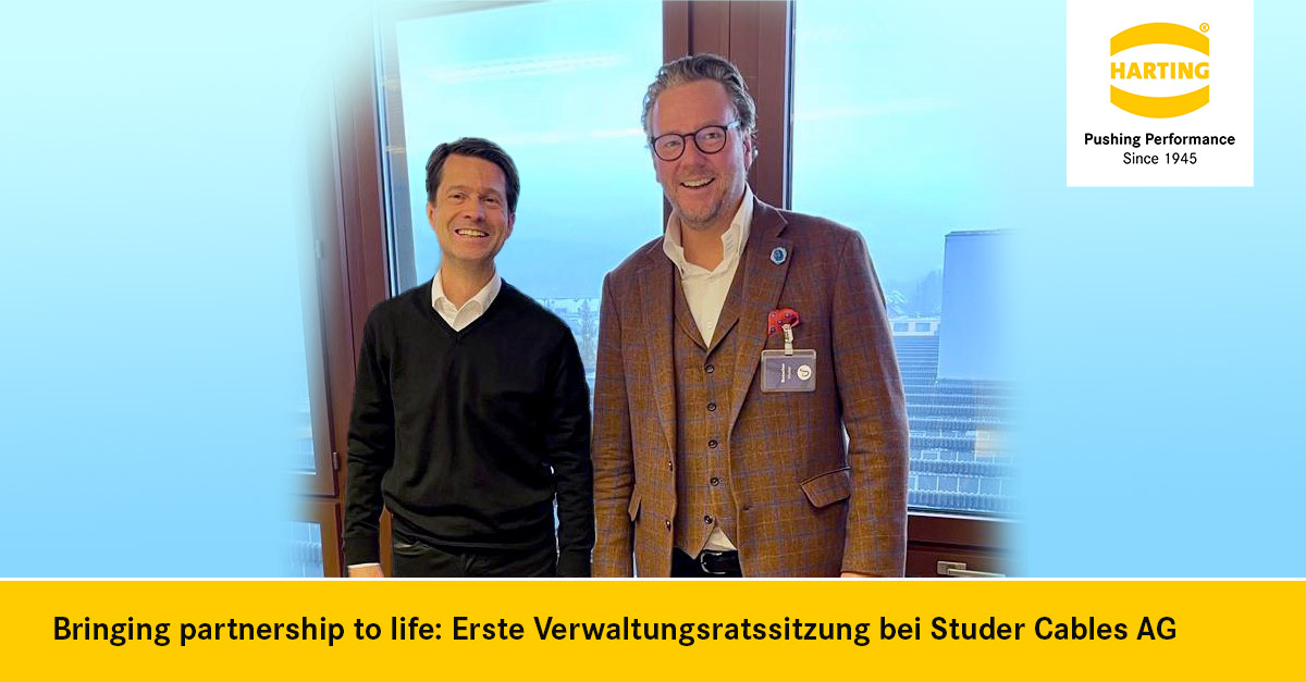 HARTING_Group's tweet image. Unser CEO Philip Harting freut sich über eine Premiere: die erste Verwaltungsratssitzung bei der Studer Cables AG. Das Motto: Bringing partnership to life!
Wir freuen uns auf gemeinsame Connectivity- und Cabling-Lösungen.

#peoplepowerpartnership #pushingperformance #connectivity