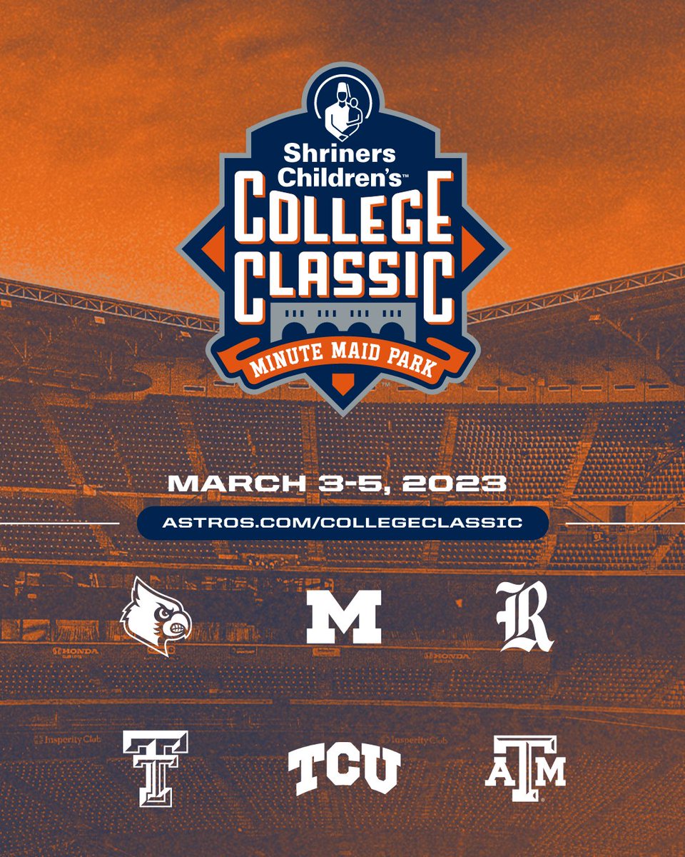 The 2023 <a href="/shrinershosp/">Shriners Children's</a> College Classic is just around the corner. Don't miss out! Get your tickets now. 

🎟: astros.com/collegeclassic