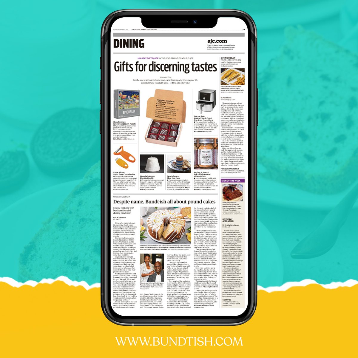 bundtish's tweet photo. We would like to send a huge thank you @ajcnews for the recent #AJCDining feature! We are beyond grateful and humbled by how so many people have come together to support us and our mission to create #momentsbythepound.  ❤️😍

#poundcake#freshneverfrozen #bundtish #seasonofmoments https://t.co/hBUEUX6rAZ