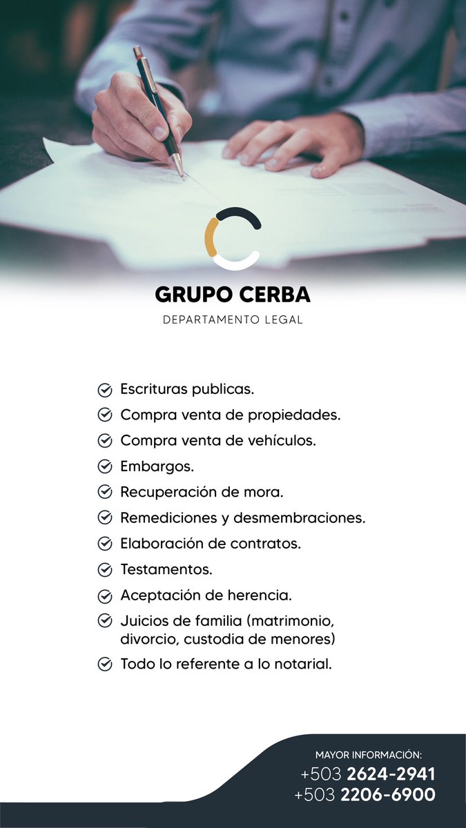 Recuerda que ofrecemos nuestros servicios del departamento legal👀
