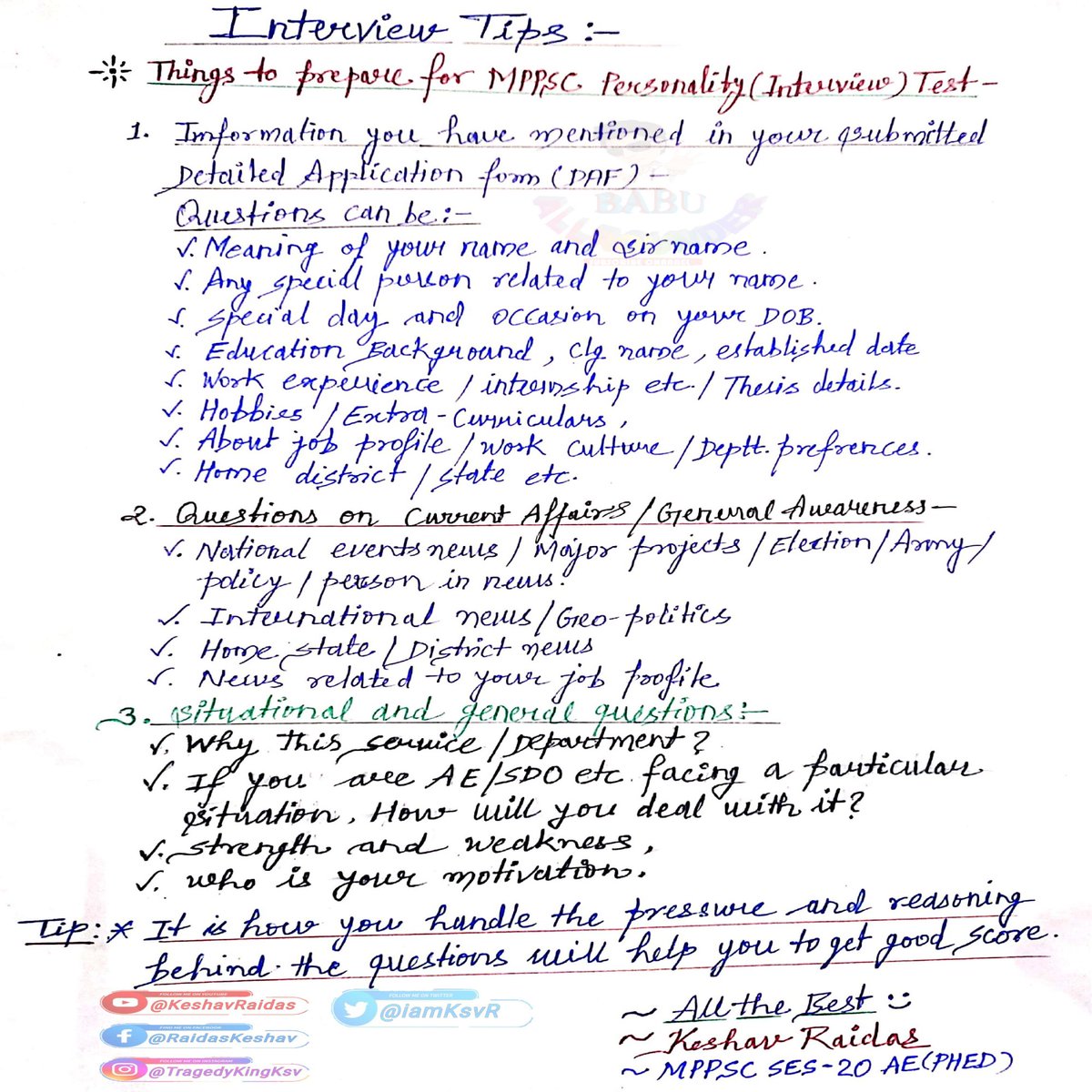 IamksvR's tweet photo. Interview Tips for MPPSC by Keshav Raidas SES-20-AE(MP-PHED) #ksvR
#mppsc #interviewtips #AE #SDO #MPPHE #mppscpreparation #iamksvr #KeshavRaidas https://t.co/ntgKXgFfnf