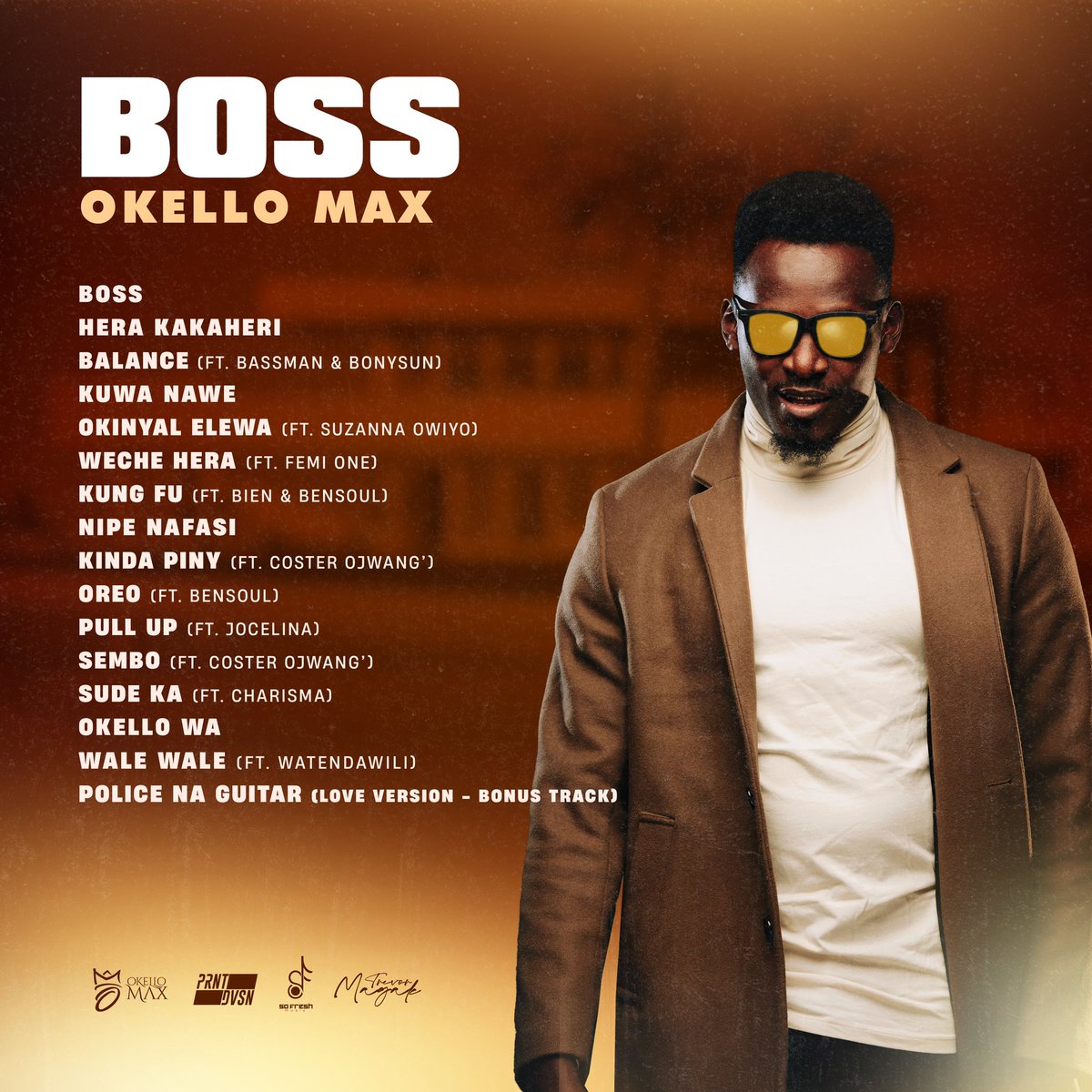 OkelloMax254's tweet photo. The #BOSSALBUM official tracklist ππππ₯π₯π₯ was such an honor having all these legends and superstar on this project. I worked with the very best and I hope yβall will fall in love with this amazing project.
Release date :- 16th Dec 2022
Time :- 8pm EAT https://t.co/bnbKi4R57h
