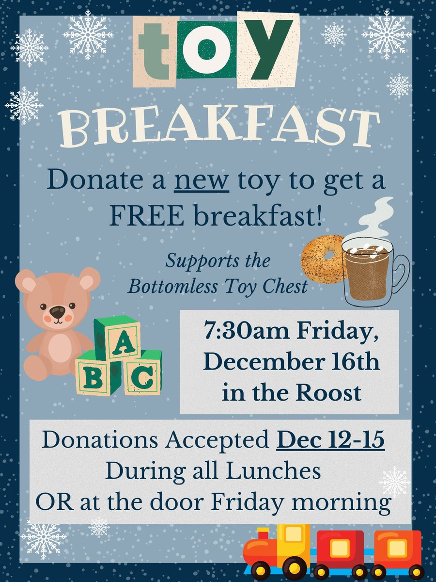 Toy Breakfast this Friday!! 
Donate a toy to receive breakfast 
🥯☕️